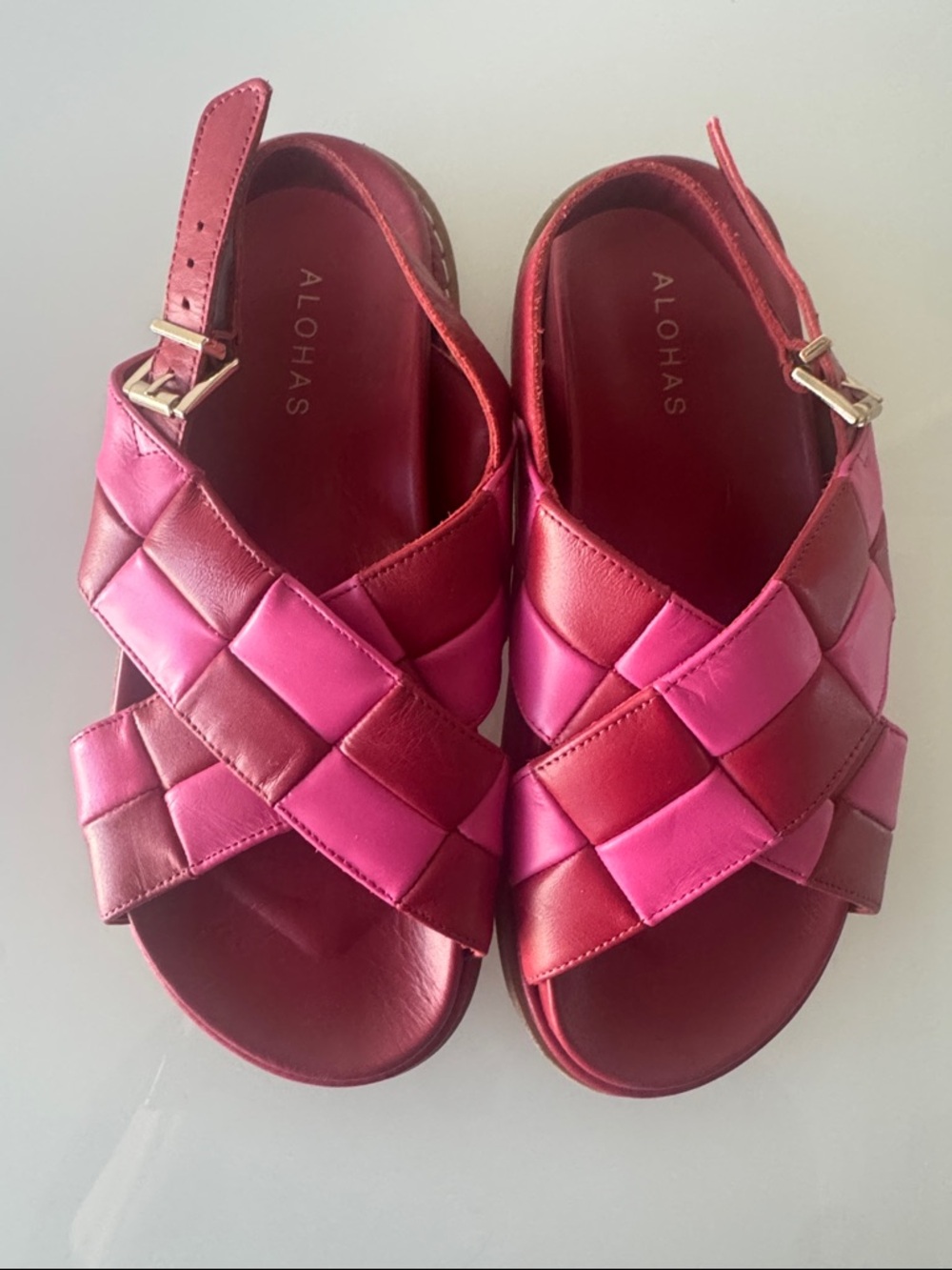 ALOHAS Marshmallow Scacchi Sandal Lipstick Red Magenta Size EU 39 - Picture 4 of 12